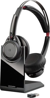 Plantronics Voyager Focus MS Active Noise Cancelling Bluetooth On Ear Phone & Computer Headset , Bla