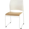 NPS #8721-01-21 Cafetorium Stack Chair, Beige Vinyl Seat/White Backrest - 4 Pack