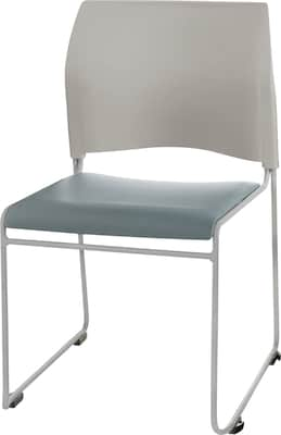 NPS #8742-12-02 Cafetorium Stack Chair, Blue/Grey Vinyl Seat/Grey Backrest - 4 Pack