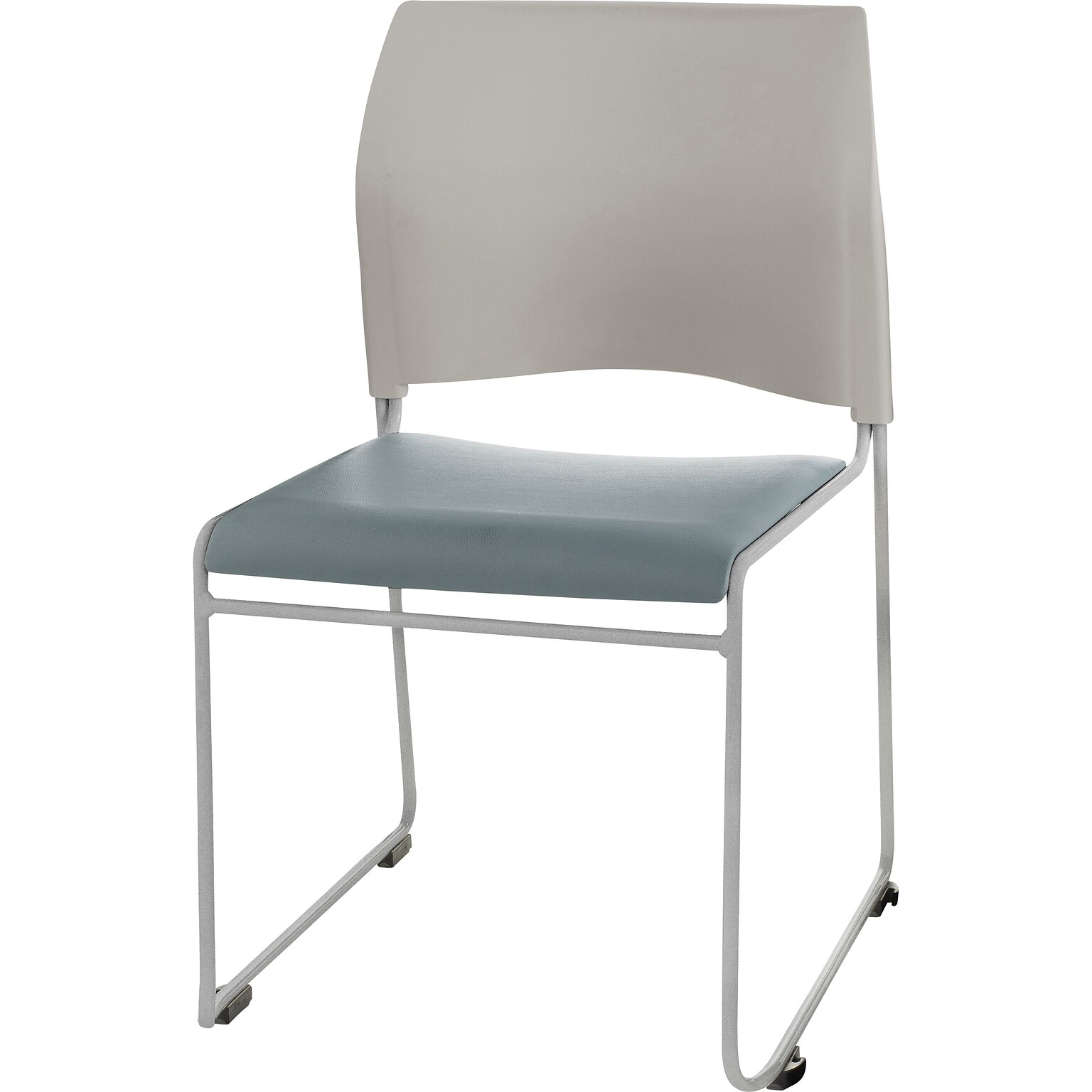 NPS #8742-12-02 Cafetorium Stack Chair, Blue/Grey Vinyl Seat/Grey Backrest - 4 Pack