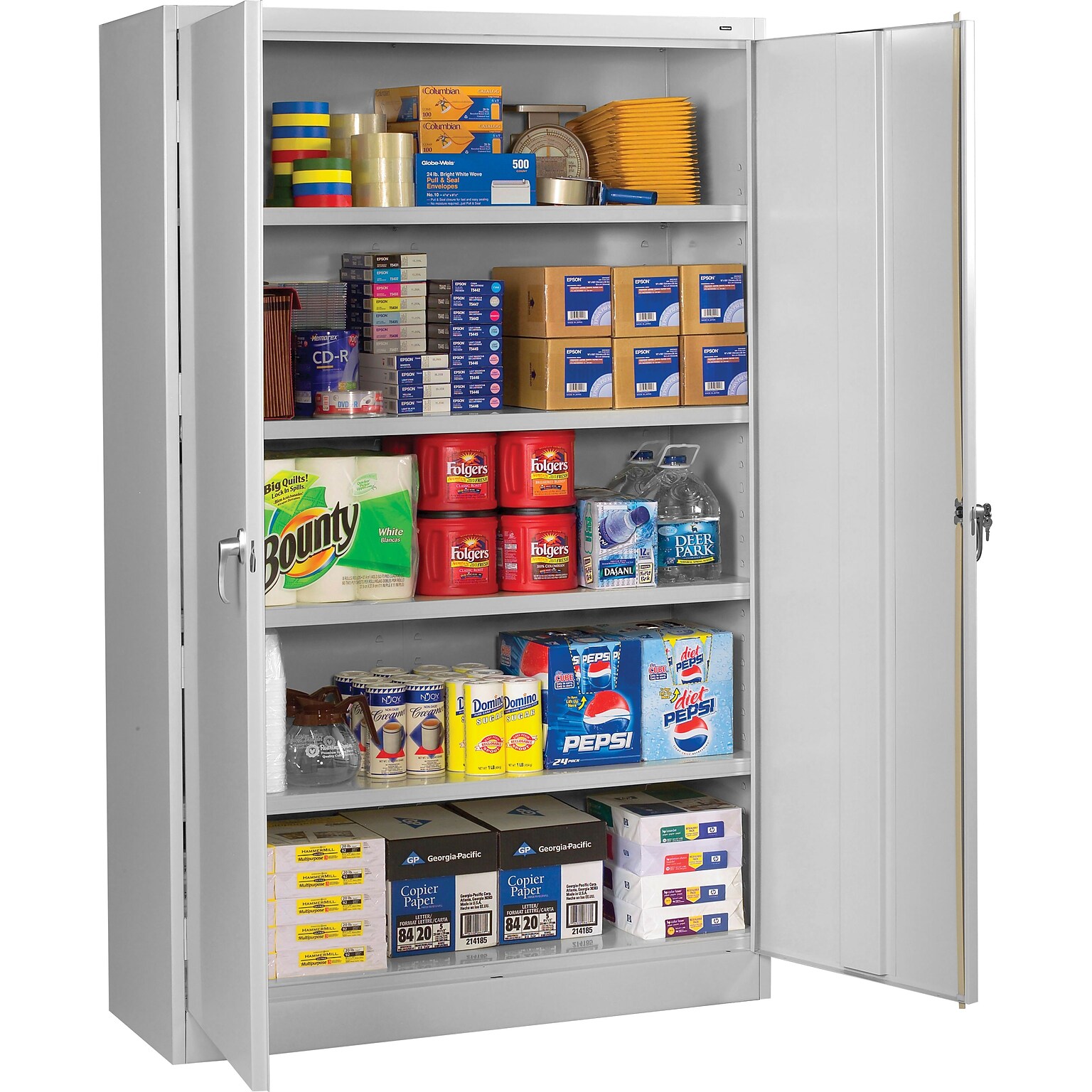 Tennsco Jumbo 78H Steel Storage Cabinet with 5 Shelves, Light Gray (TNN-J1878SULGY)