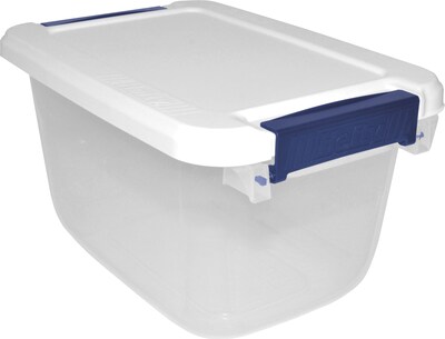 Hefty 6.5 Qt. Latch Lid Storage Tote, Clear/White, 8/Pack (7099-010000044)