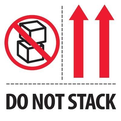 Tape Logic Labels, Do Not Stack, 4 x 4, Red/White/Black, 500/Roll (IPM324)