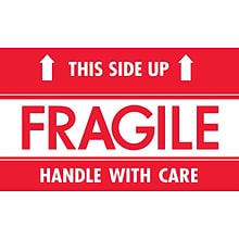 PACKAGING MAX Fragile This Side Up Staples Shipping Label, 3 x 5, 500 Labels/Roll (SCL521)