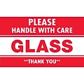 Tape Logic Labels, Glass - Please Handle With Care, 3 x 5, Red/White, 500/Roll