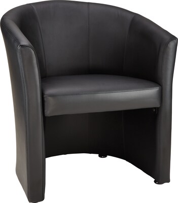 Quill Belanger Club Guest Chair, Faux Leather, Black, Seat: 21.3W x 18.5D, Back: 26.4W x 11.6H