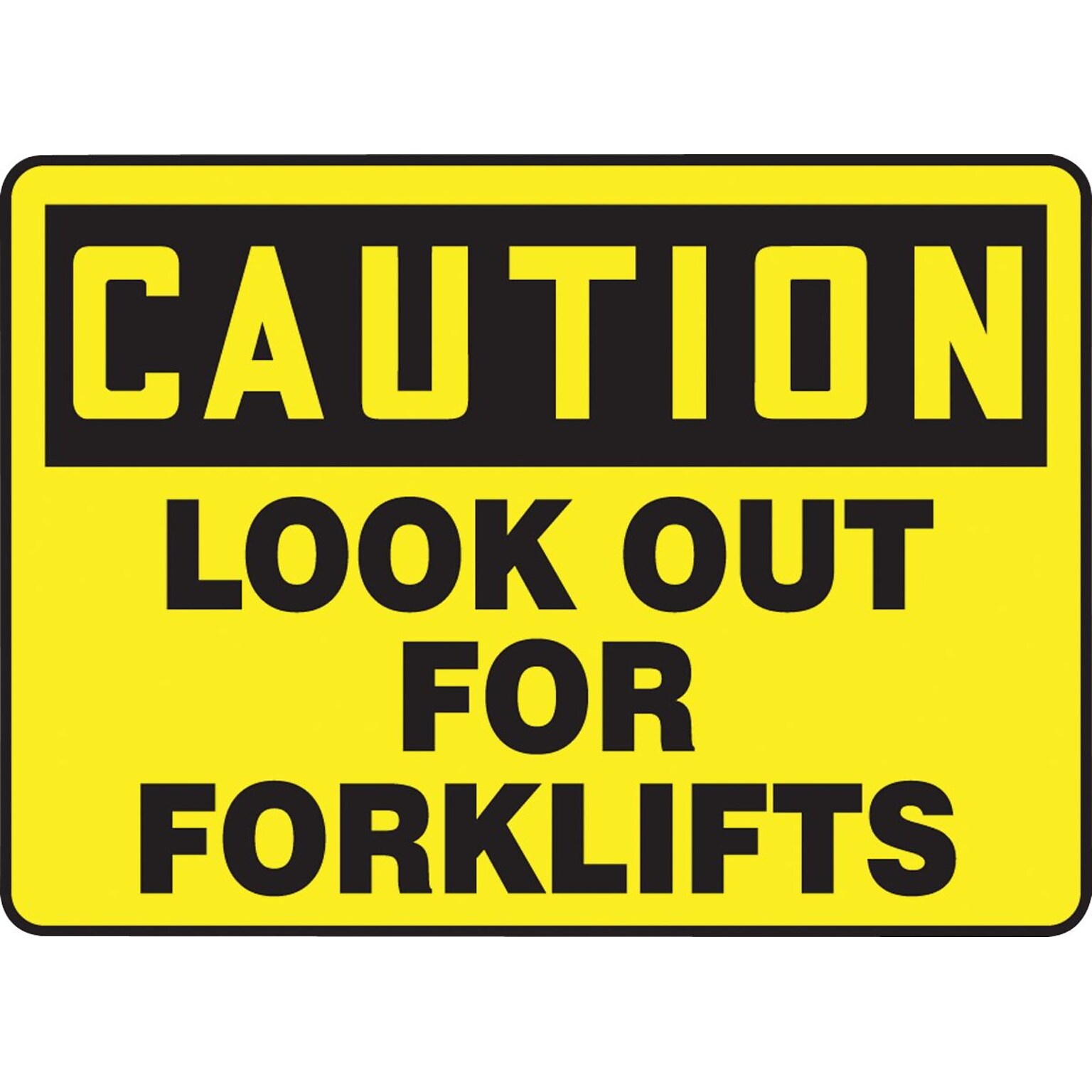 Accuform Signs® Safety Sign, CAUTION LOOK OUT FOR FORKLIFTS, 7 x 10, Aluminum, Each