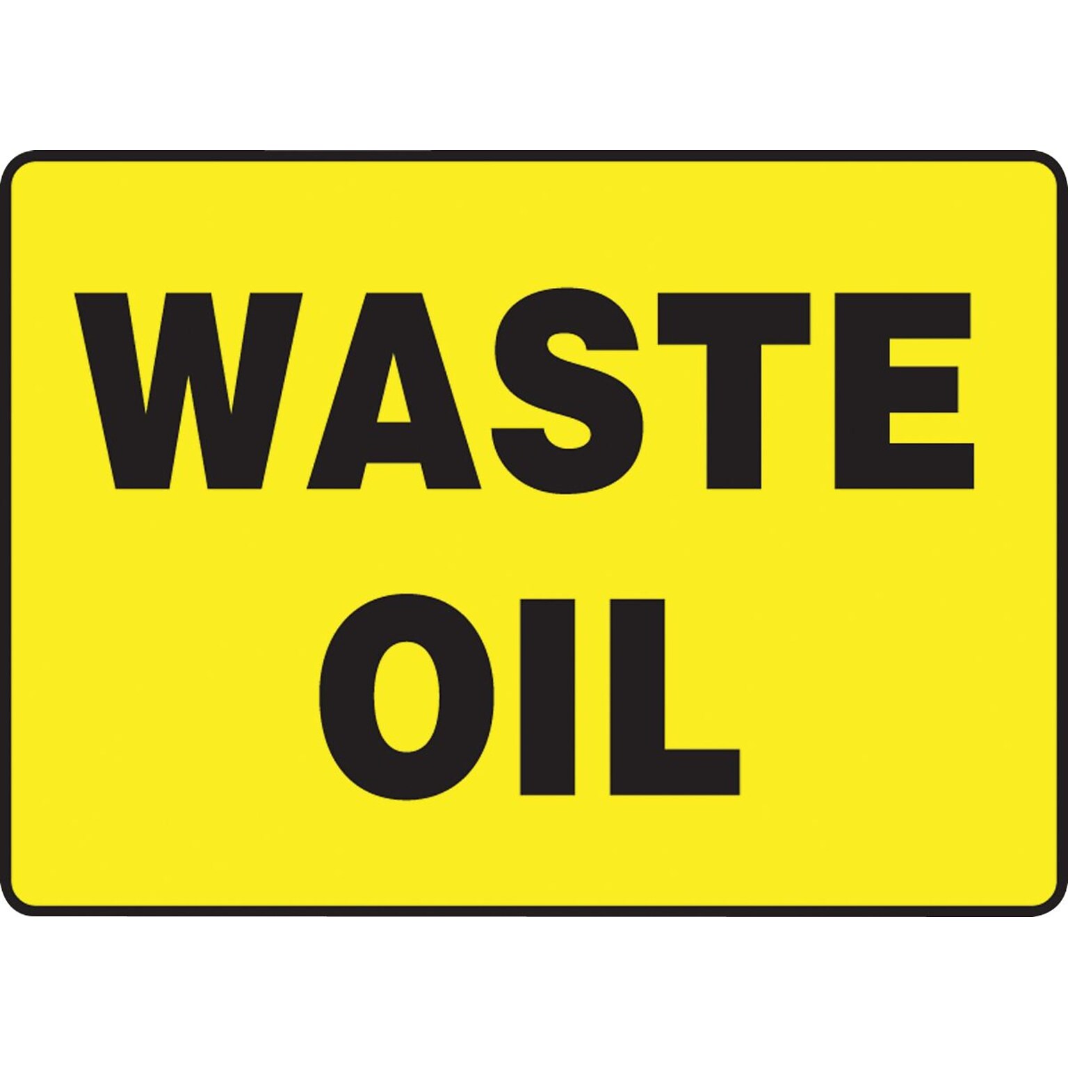 Accuform Signs® Safety Sign, WASTE OIL (Black/Yellow), 10 x 14, Plastic, Each