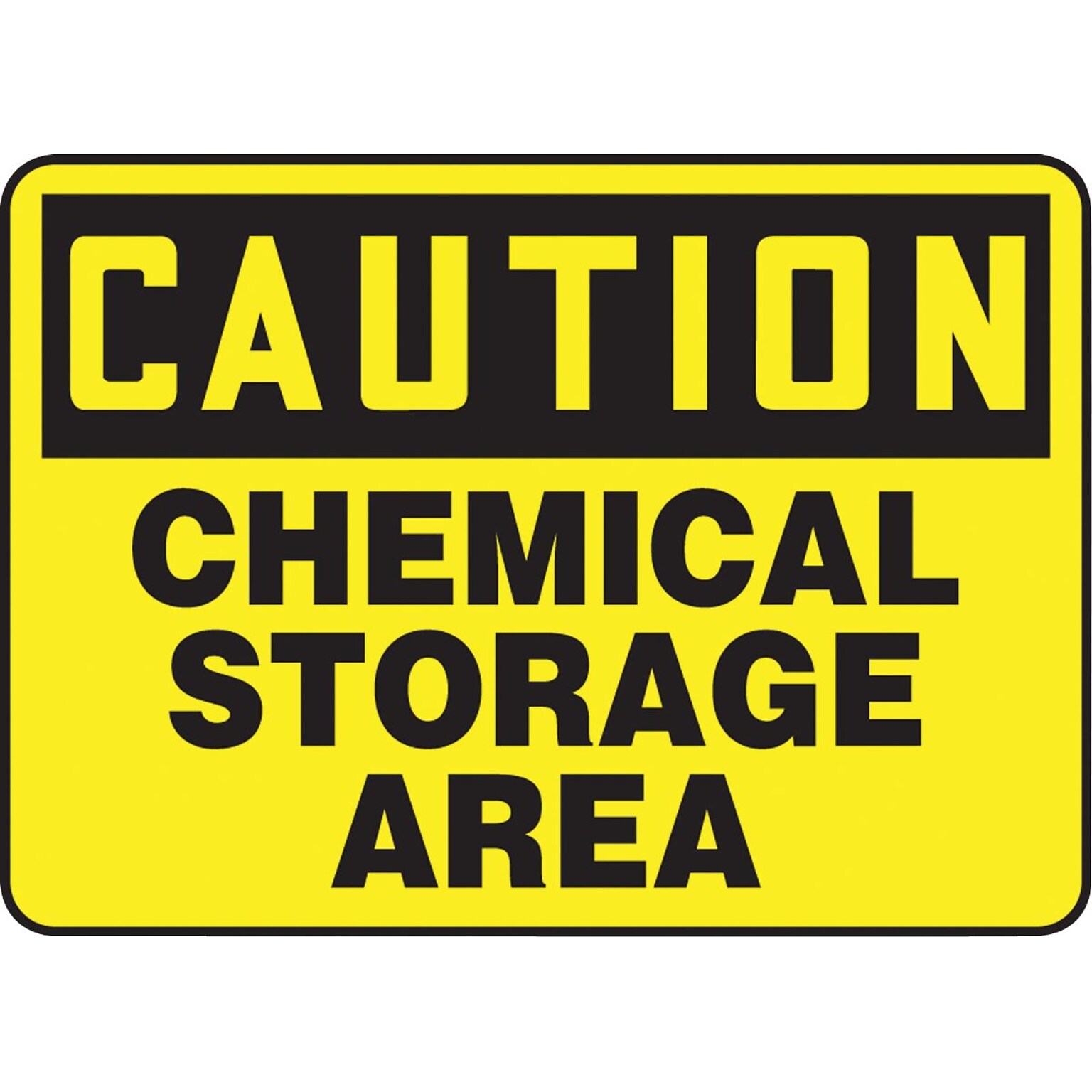 Accuform Signs® Safety Sign, CAUTION CHEMICAL STORAGE AREA, 7 x 10, Plastic, Each
