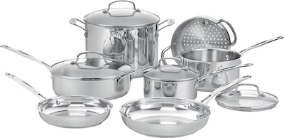 Cuisinart® Chefs 11 Piece Classic Stainless Steel Cookware Set, Silver