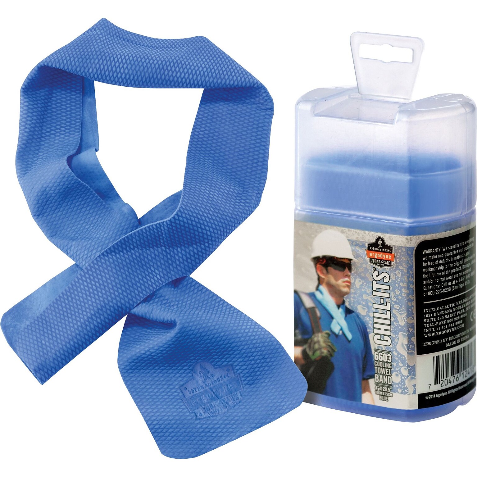 Ergodyne Chill-Its Evaporative Cooling Sweatband, Blue, One Size (12418)