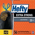 Hefty® Trash Bags, Extra Strong, Mega Pack, Drawstring, 30 Gallon, Black, 56/Box