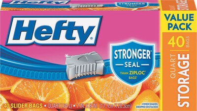 Hefty® 1 Quart Slider Storage Bags, 40/BX, 9 Boxes/CT