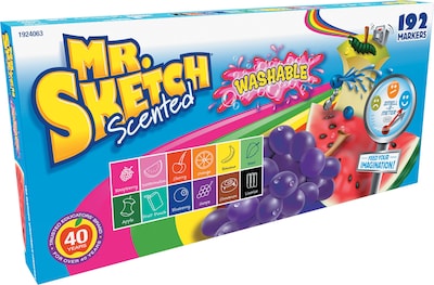 Mr. Sketch Scented Washable Markers, Chisel Tip, Assorted, 192