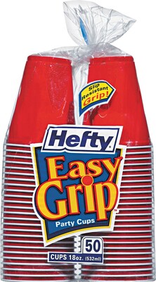 Hefty® Easy Grip® Disposable Plastic Party Cup, 18 oz., Red, 50/Pack