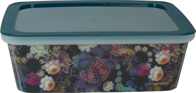 Cynthia Rowley Small Plastic Storage Box, Black Cosmic Floral