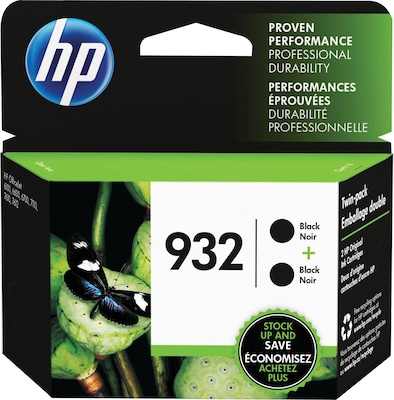 HP 932 Black Standard Yield Ink Cartridge, 2/Pack (L0S27AN#140)