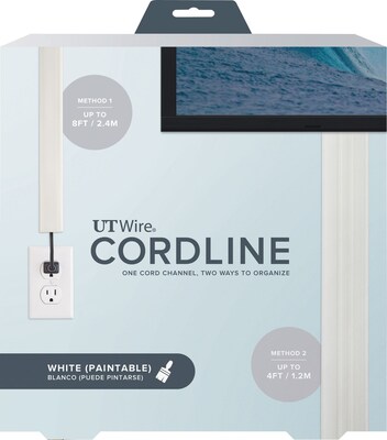 UT Wire Cordline Plastic Cable Concealer and Cover, 96", White (UTW-CL8-WH)