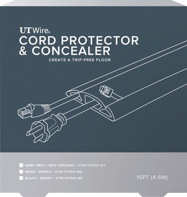 UT Wire Cord Protector and Concealer, 2.6 x 5 ft, Gray