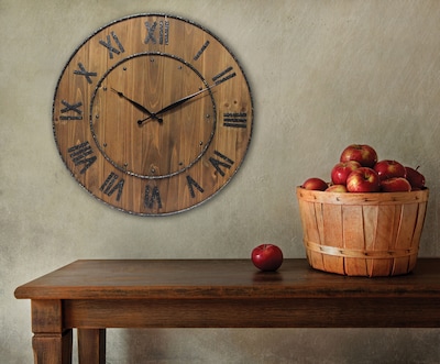 Infinity Instruments 24" Wood Wine Barrel Wall Clock