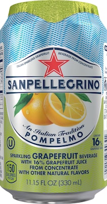 San Pellegrino® Sparkling Fruit Beverages, Pompelmo/Grapefruit, 11.15 oz. Cans, Pack of 12 (12177425)