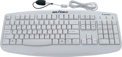 Seal Shield™ SILVER STORMTM Waterproof Keyboard - Dishwasher Safe &  White