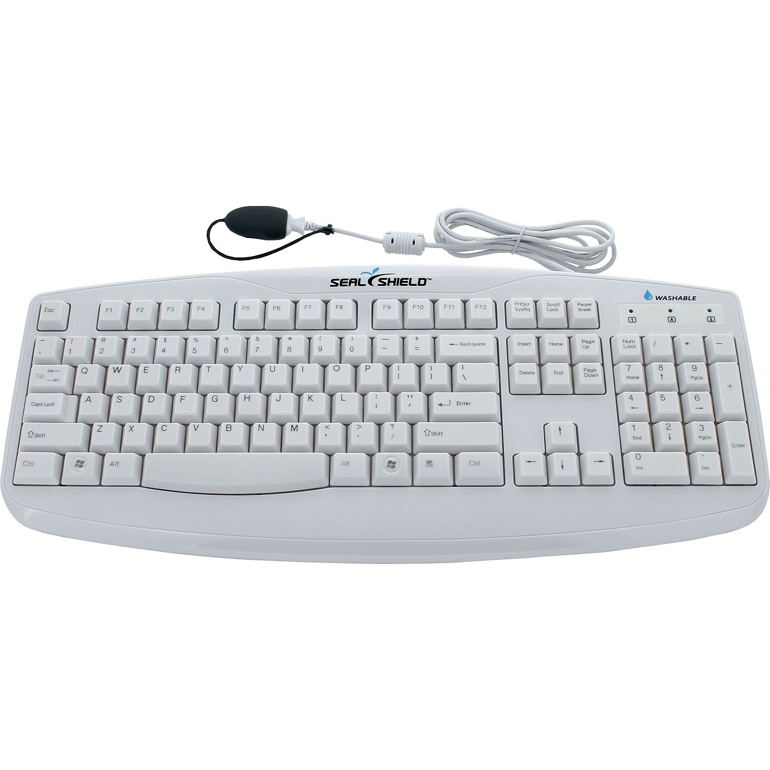 Seal Shield™ SILVER STORMTM Waterproof Keyboard - Dishwasher Safe &  White