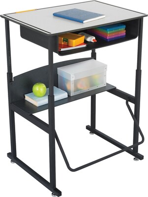 Safco AlphaBetter® Desk with Book Box, Gray/Black, 26 - 42H x 28W x 20D
