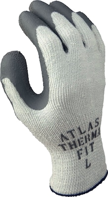 Showa Therma Fit 451 Glove, Acrylic/Cotton/Polyester Knit with Latex Coated Palm, Gray, Medium, 12 Pairs (384123015)