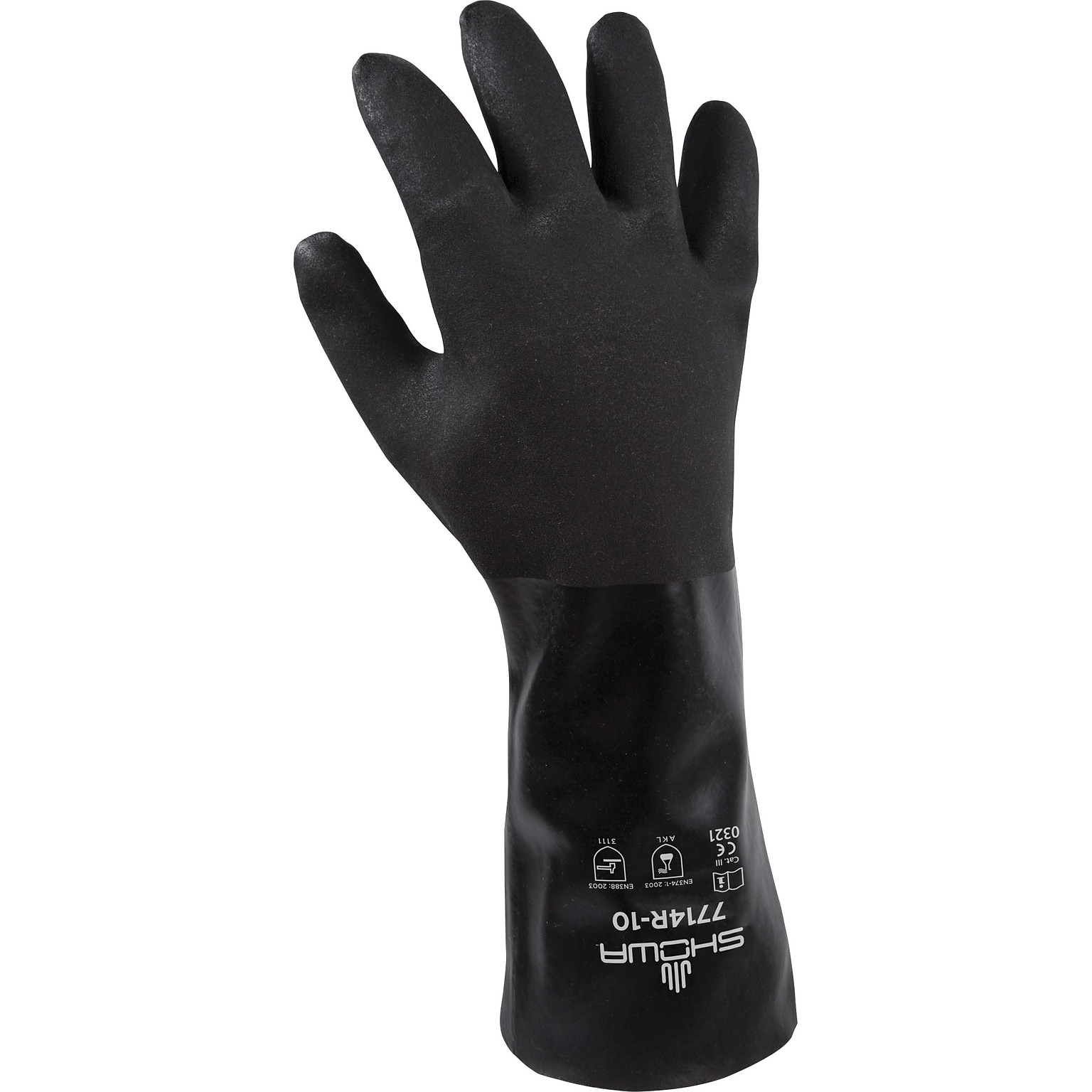 Showa Best Manufacturing Company Chemical Resistant Gloves, Black, Large, 12/Pack (384102945)