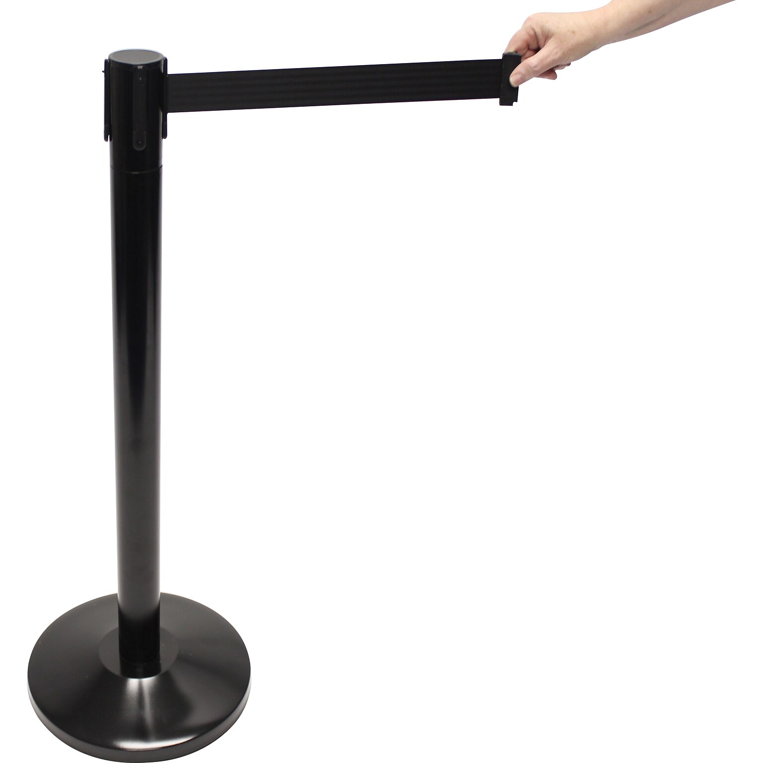 Accuform Blockade Retractable Belt Tape Barrier, Black Post and Black Belt Tape (PRB842BK)
