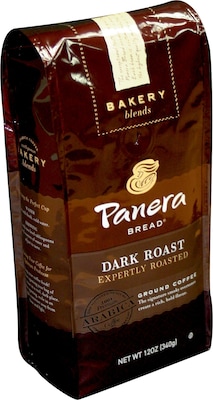 Panera Ground Coffee, Dark Roast with dark chocolate notes, 12 Oz Bag