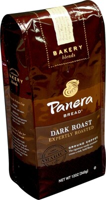 Panera Ground Coffee, Dark Roast with dark chocolate notes, 12 Oz Bag