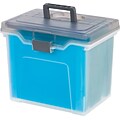Staples® Portable Plastic File Box, Letter Sized, Clear w/ Gray Lid (110991)
