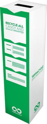 TerraCycle Cardboard Candy & Snack Wrappers Recycling Box, 10.47 Gallon, White and Green (681)