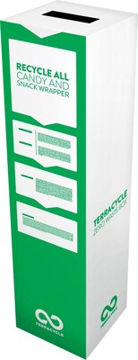 TerraCycle Cardboard Plastic Packaging Recycling Box, 10.47 Gallon, White and Green (289)