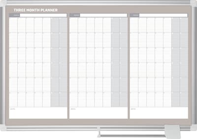 MasterVision® 3 Month Calendar Lacquered Steel Dry Erase Planning Board, Aluminum Frame, 3W x 2H