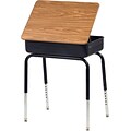 Virco® Adjustable-Height Lift Lid Laminate Top Student Desk; Oak/Black, 2/Carton