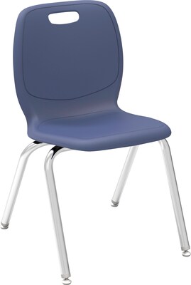 Virco® 18 Stack Chair for Grades 4-Adult; Navy/Chrome, 4/Carton