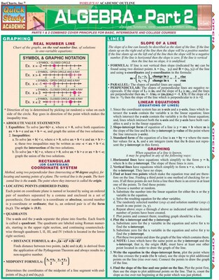 QuickStudy Laminated Algebra Reference Set, 8.5" x 11" (9781423215882)