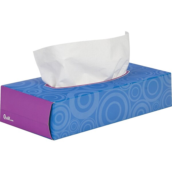 Quill Brand® Flat Box Facial Tissue, 2-Ply, White, 100 Sheets/Box (7TF830)