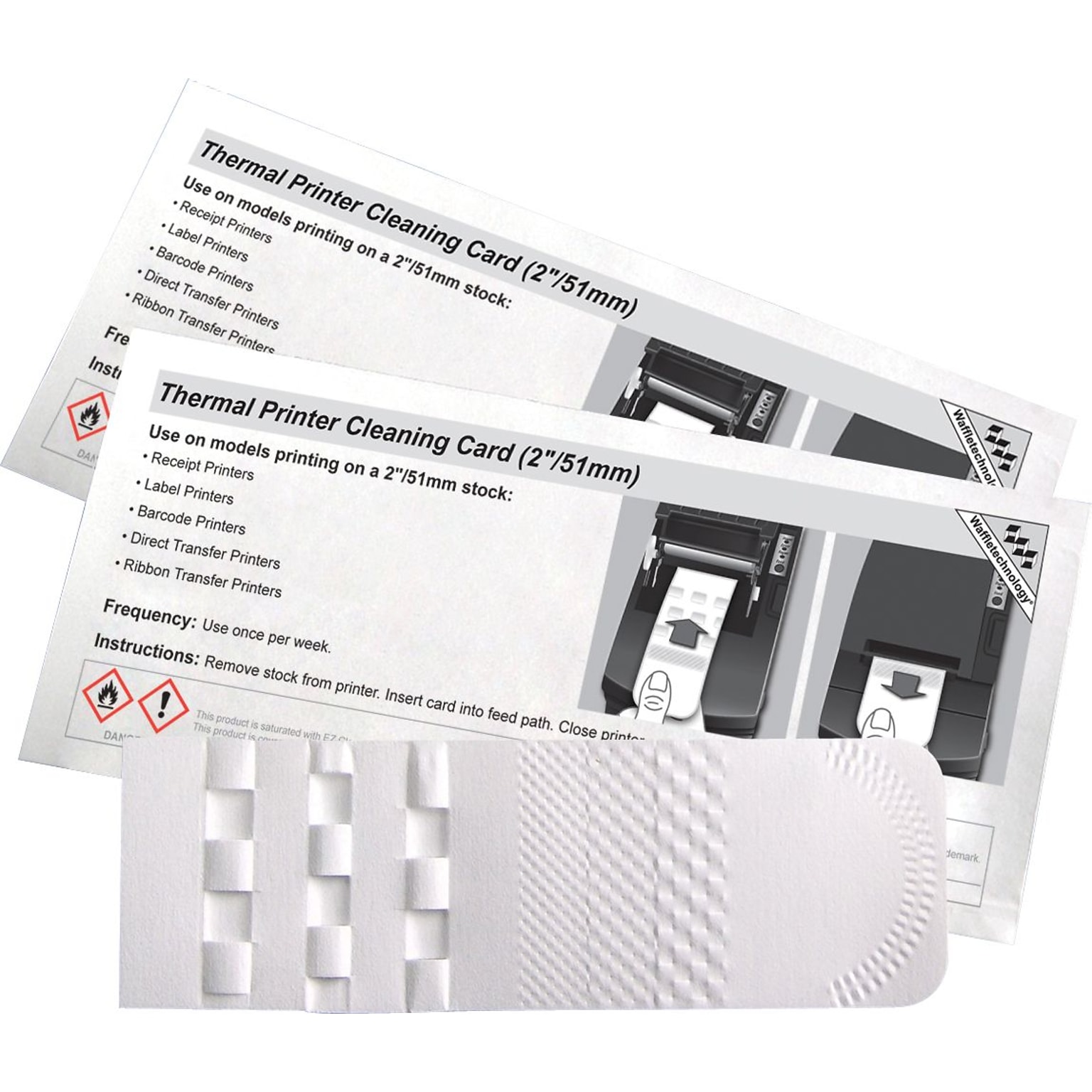 Alliance Waffletechnology Thermal Printer Cleaning Card (6 x 2), 15 Cards/Box