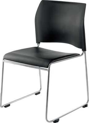 NPS #8710-11-10 Cafetorium Stack Chair, Black Vinyl Seat/Black Backrest - 4 Pack