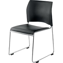 NPS #8710-11-10 Cafetorium Stack Chair, Black Vinyl Seat/Black Backrest - 4 Pack