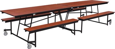NPS® 10 Mobile Fixed Bench Cafeteria Table; Cherry