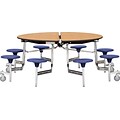 NPS® 60 Round Mobile Table w/ 8 Stools; Cherry/Grey