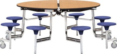 NPS® 60 Round Mobile Table w/ 8 Stools; Grey/Grey