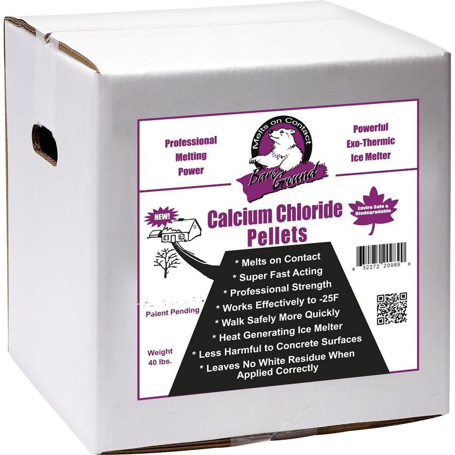 DBS Bare Ground Calcium Chloride Pellets Ice Melt, 25 Deg.F, 40 lbs