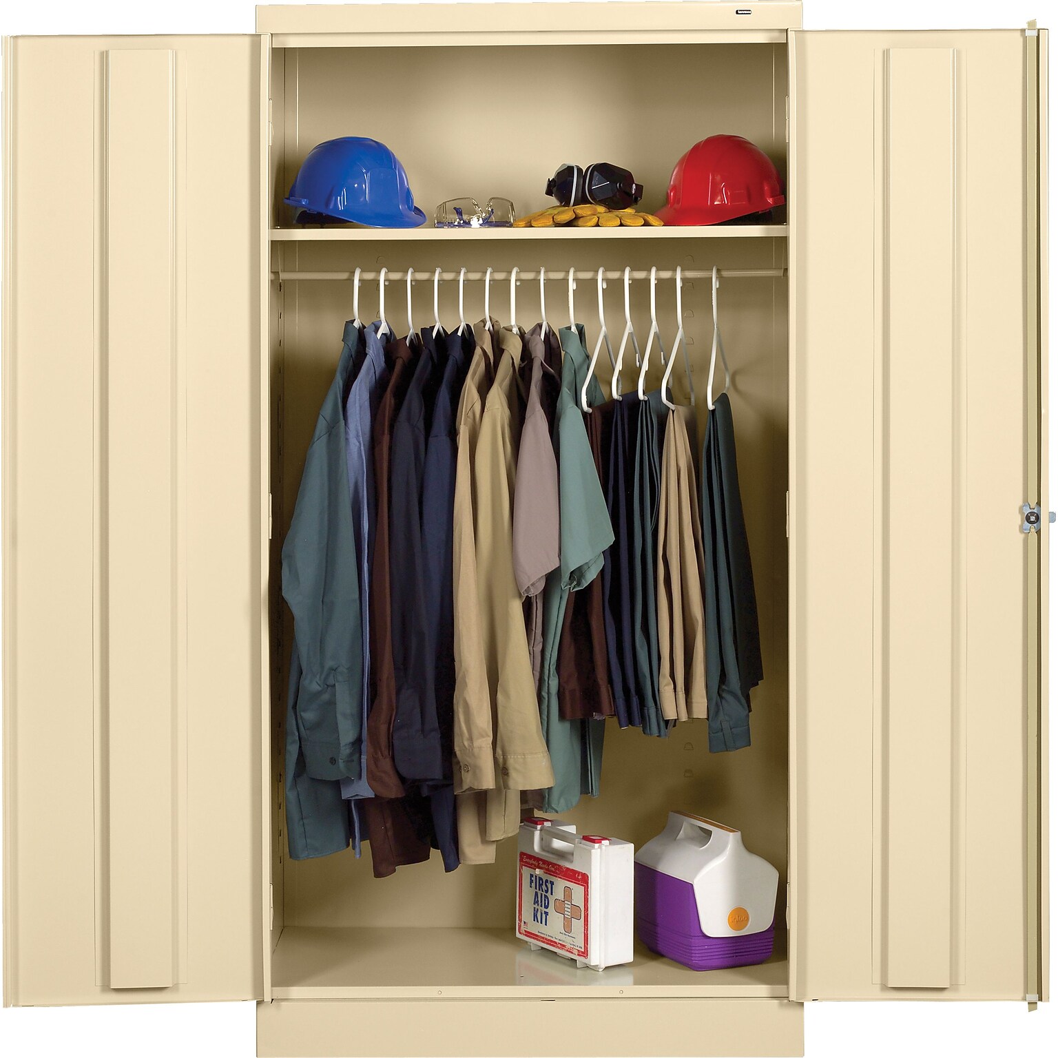 Tennsco Standard Wardrobe Cabinet, 1-Shelf and Coat Rod, Putty, 72H x 36W x 24D