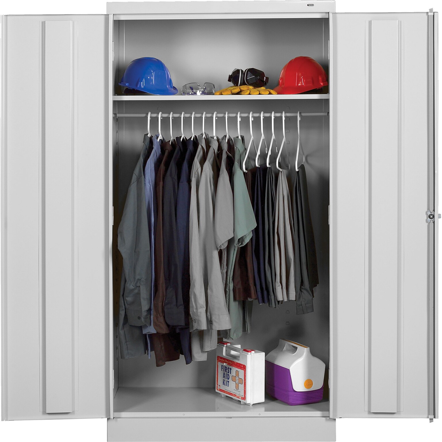 Tennsco Standard Wardrobe Cabinet, 1-Shelf and Coat Rod, Light Gray, 72H x 36W x 24D